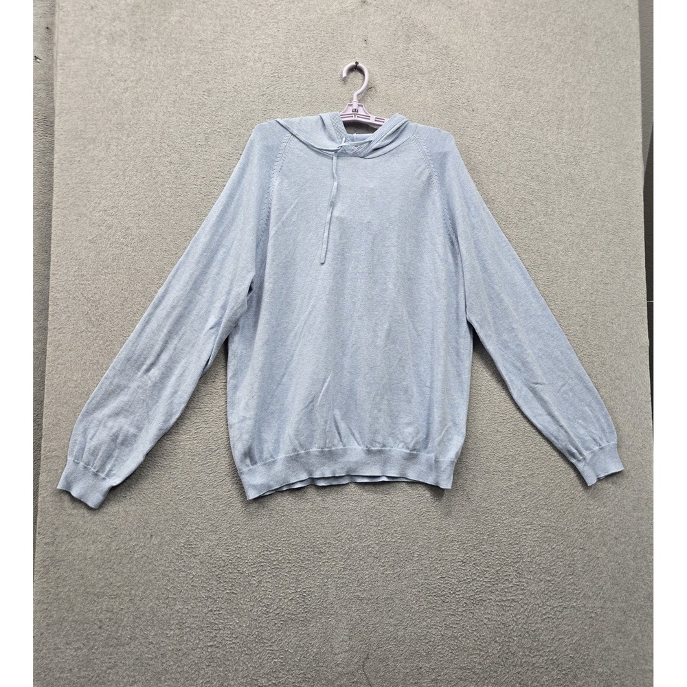 14th & Union Women Sweater XL Blue Lightweight Hooded Drawstring Pullover NWT